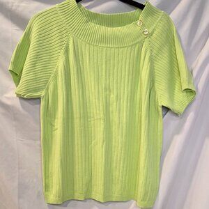 Vintage Crystal Kole Knited Shirt Size 2X Green 100% Cotton